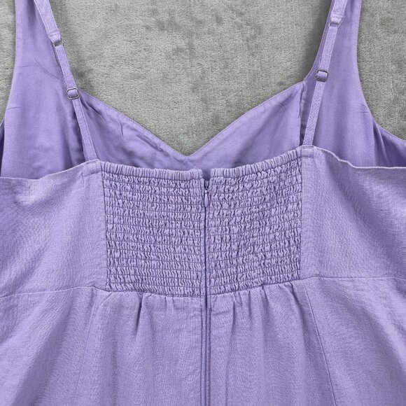 Abercrombie & Fitch Linen Blend Smocked Back Mini Dress Lavender - Picture 5 of 14